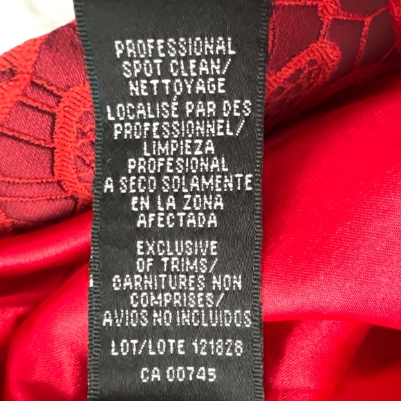 ML Monique Lhuiller Red Brocade Lorax and Lace Dress Sz 4 - Picture 5 of 11